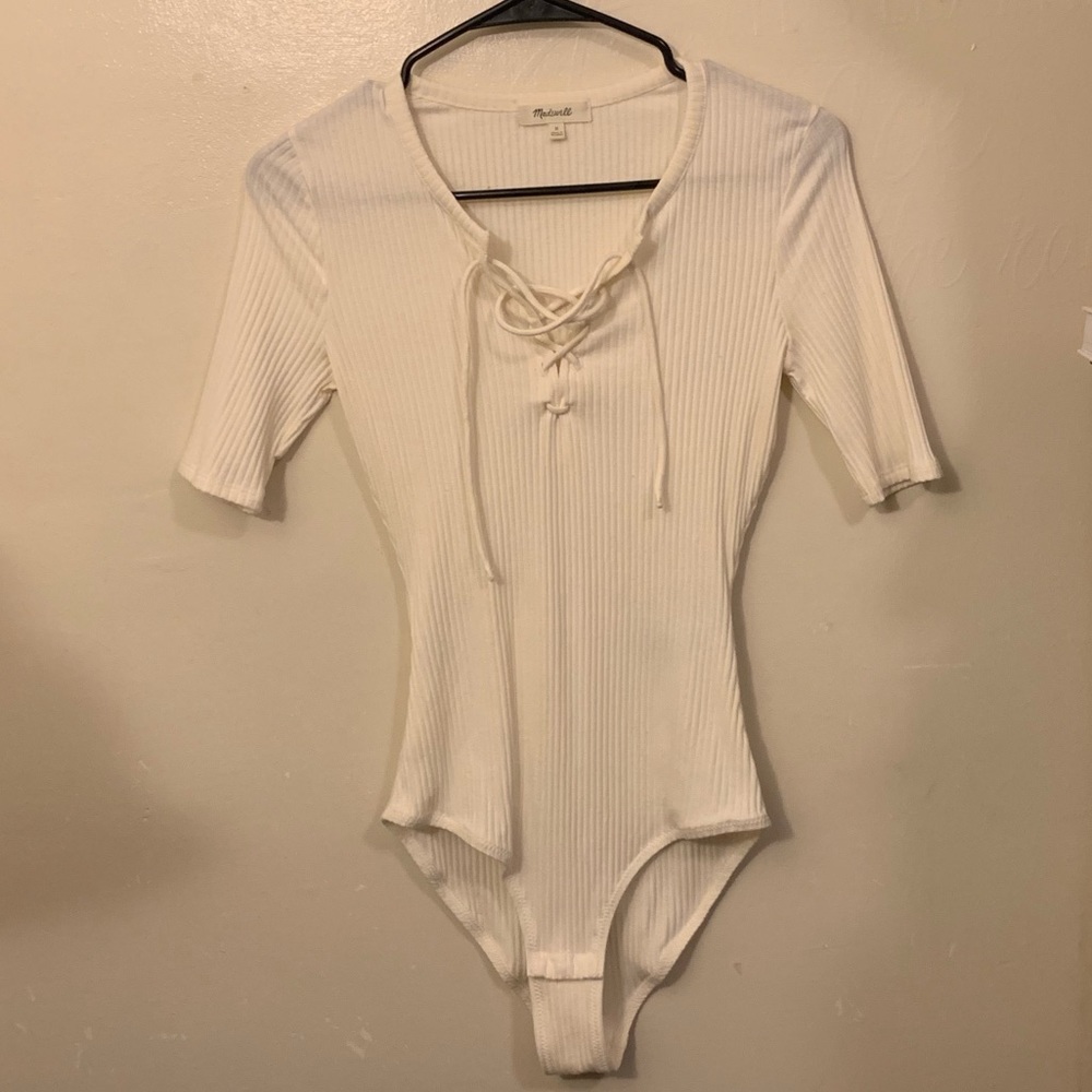 Madewell Cream V-Neck Bodysuit